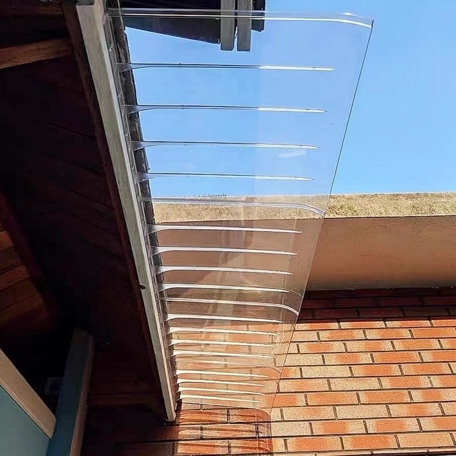 Uv-Schutz Vordach Haustür Überdachung,Transparentes/Braunes Vordach Überdachung Haustürvordach,Schlagfeste Polycarbonat Türvordach,Regenschutz Winddicht Pultbogenvordach (40x100cm/16 x39,Brown)