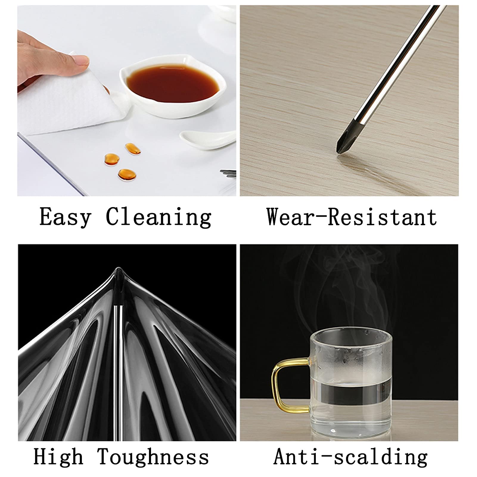 WooFloors Tapis de sol transparent imperméable et anti-déchirure pour chaises de bureau pivotantes Plusieurs tailles 1,5 mm 60 x 120 cm