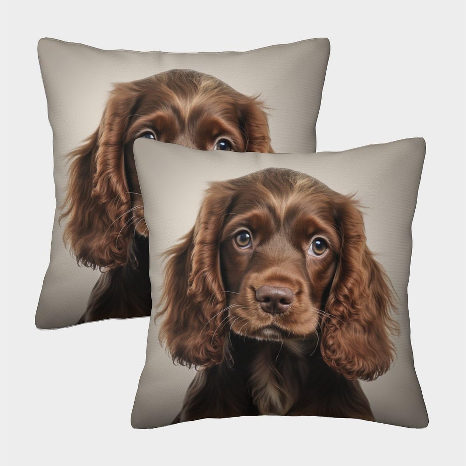 Lehuaima Style-7 3D Printed Cocker Spaniel Square Pillowcases Pet Square Throw Pillow Decorative Super Soft Pack Of 2 For Patio,Couch, Tent, Balcony And Sofa 40X40cm