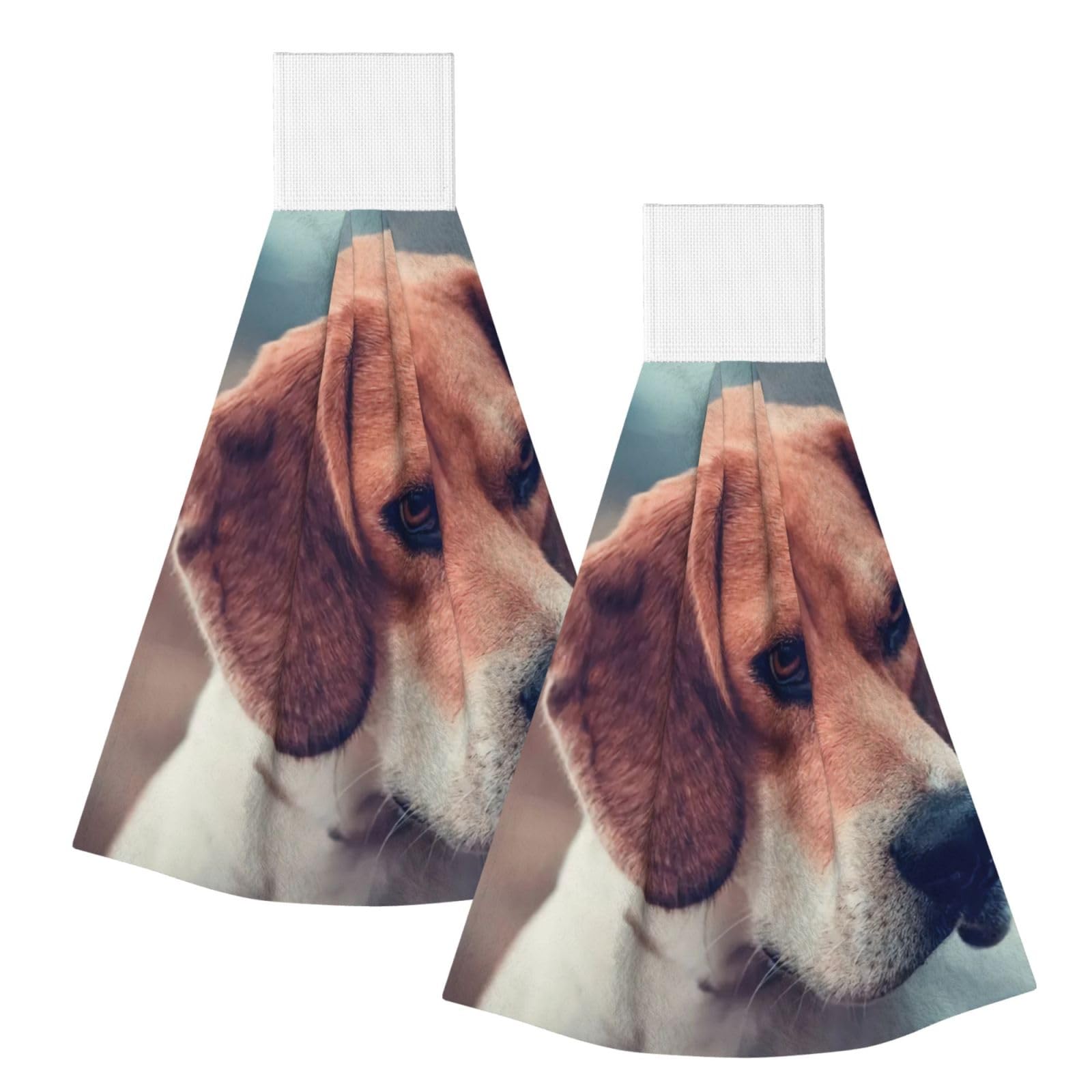 DOPKLNA Beagle Dog, 2 Pcs Hanging Coral Fiber Hand Towels for Bathroom, Absorbent Kitchen Towels