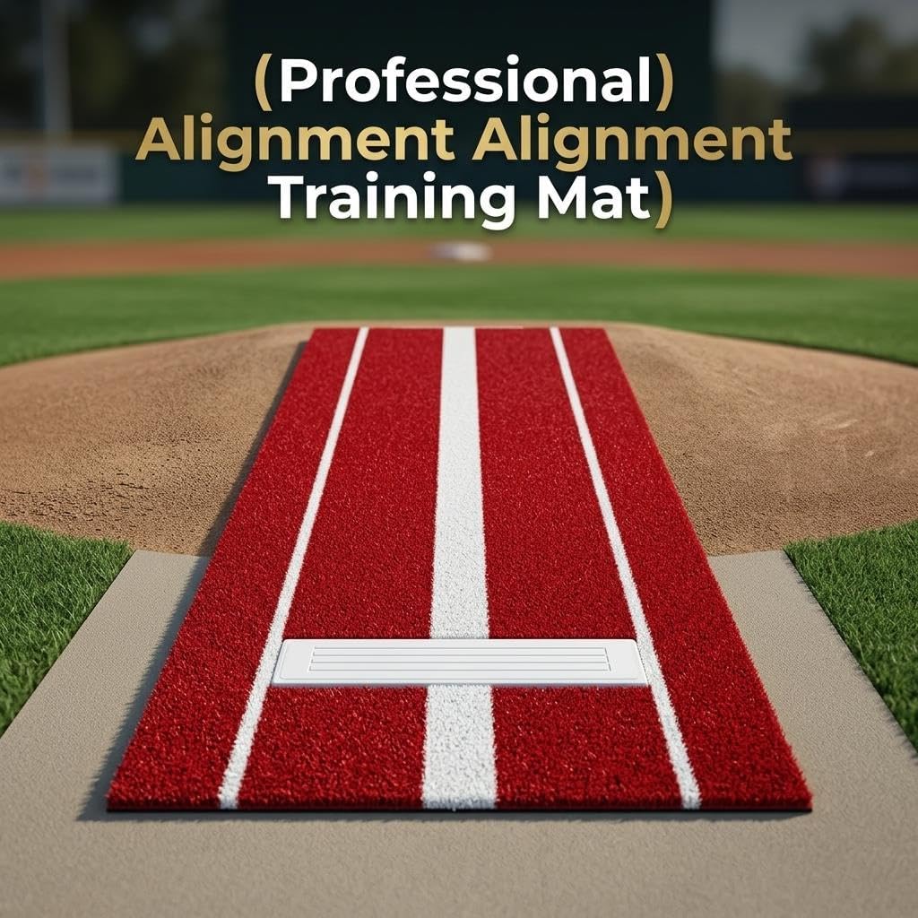 Baseball Pitching Alignment Mat, Softball Pitching Mat, 10 x 3 FT Baseball Training Mat with Soft Rubber Pitching Mound for Indoor Outdoor