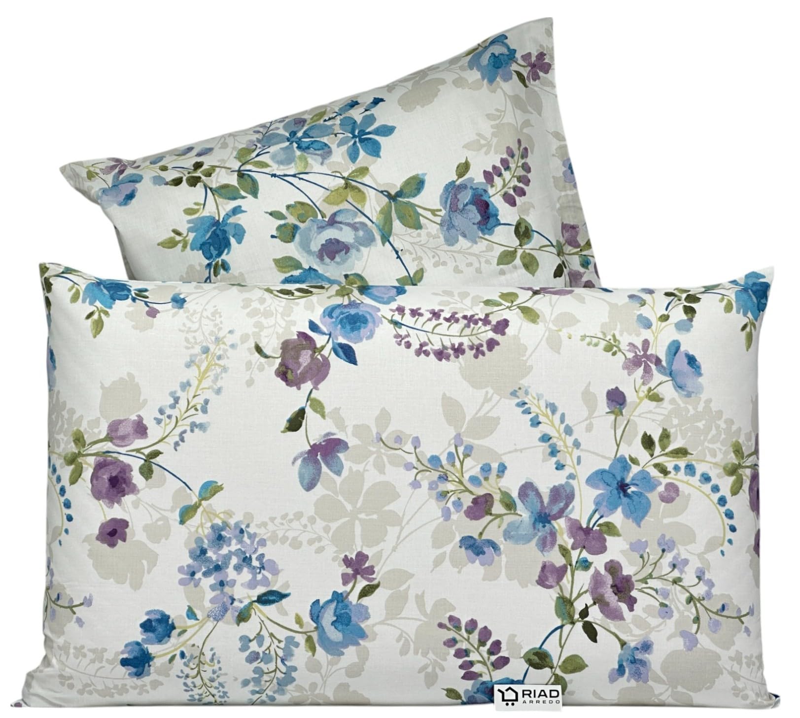 Riad Arredo Set Lenzuola Letto Matrimoniale 100% Cotone PERCALLE - Completo Letto Morbido in Prezioso Percalle (Ilaria Blue)