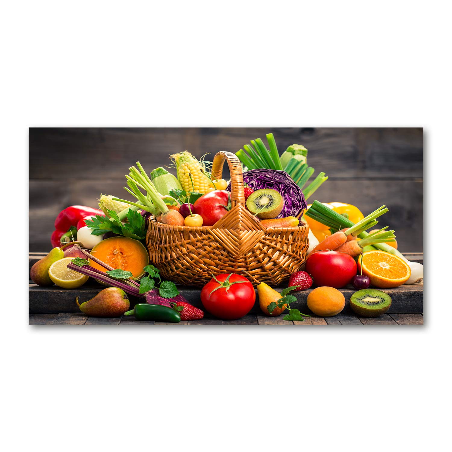 Tableau en verre décoratif 120x60 cm image panoramique fruits légumes