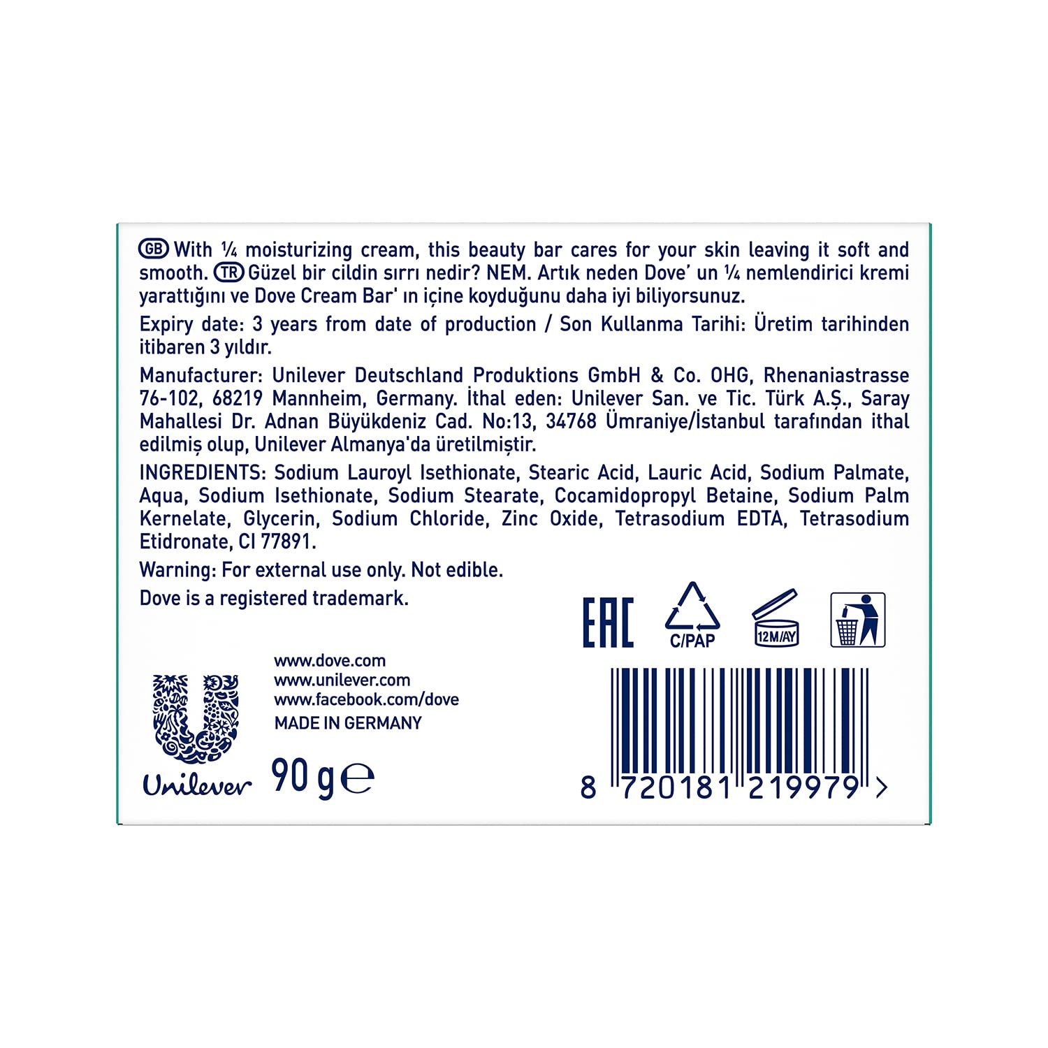 Dove Beauty Cream Bar Sensitive Skin Nemlendirici Krem 90 g
