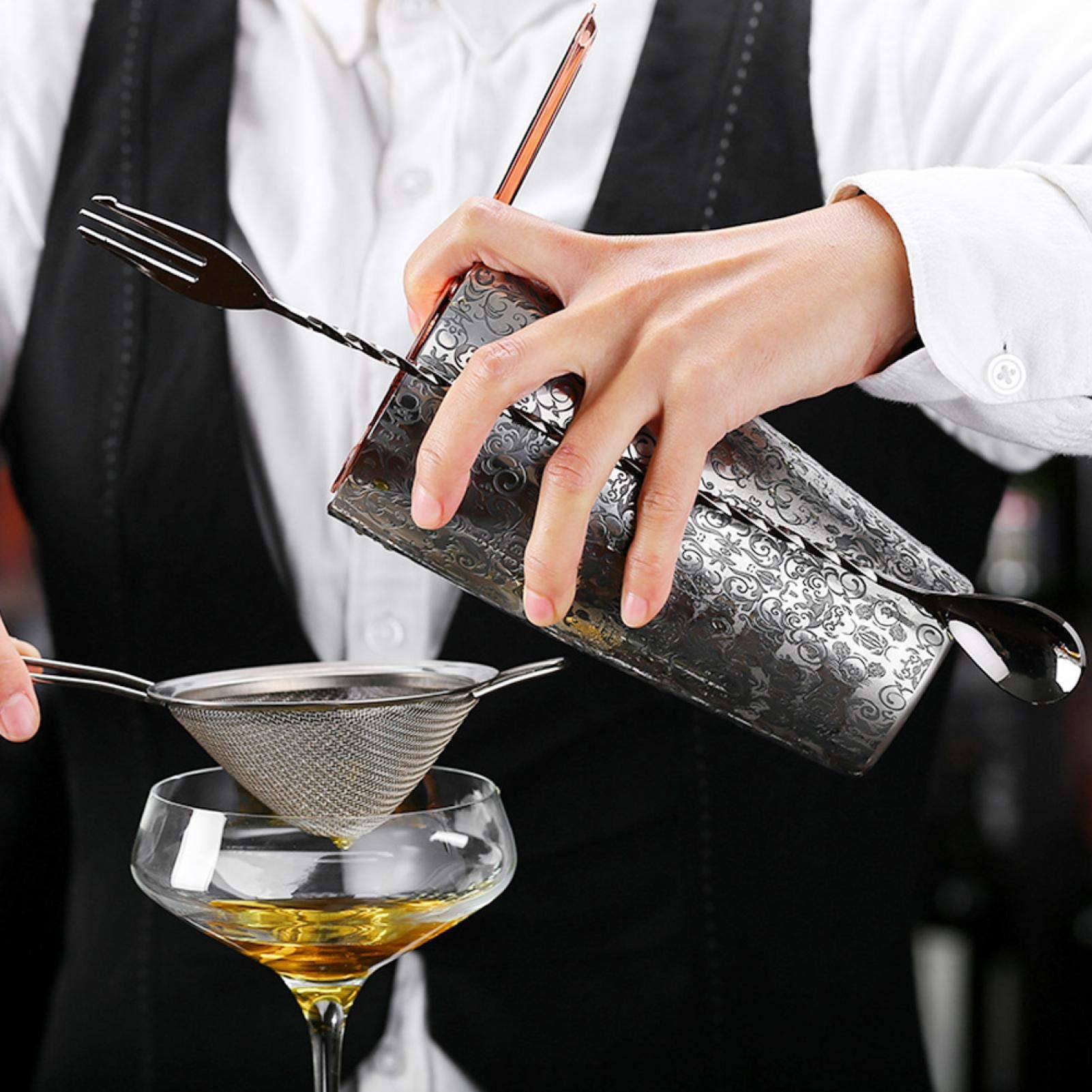 Shaker à Cocktail, Shaker de Boisson Multifonctionnel Boston Shaker gravé, pour Bar Barman Faisant du café glacé à la Maison