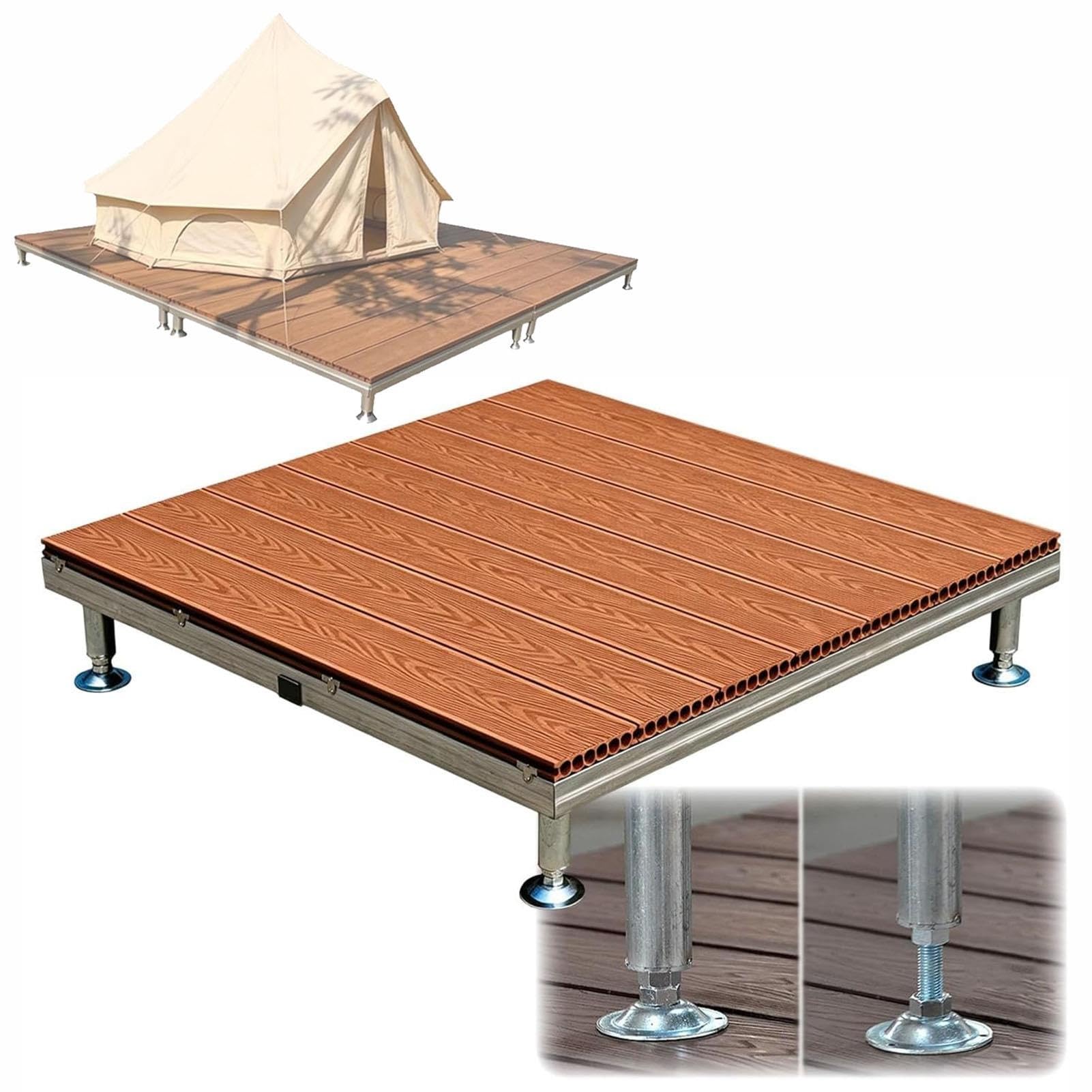 Plateforme SuréLevée en Bois Composite pour Terrasse, Pelouse et Camping