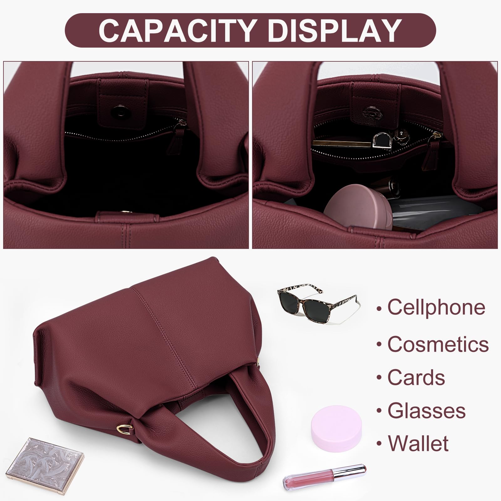 ACUYE Bolso tote de cuero sintético para mujer, bolso cruzado y de hombro estilo Y2K con correa ajustable, bolso hobo de otoño