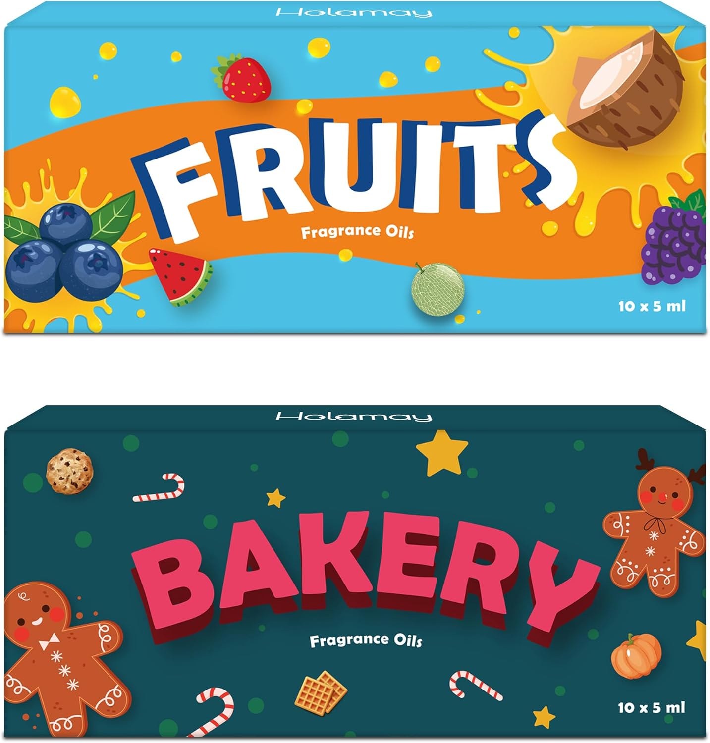 Fruity and Bakery Fragrance Oil for Soap & Candle Making, 20 x 5ml, Holamay Premium Scented Oils - Coconut, Strawberry, Gingerbread, Chocolate, Pumpkin Pie and More, Aromatherapy Essential Oils Set