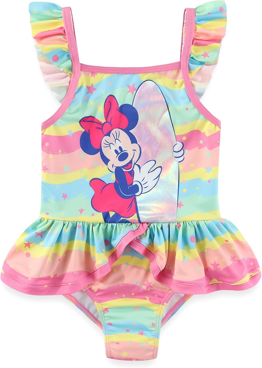 Disney Princess Minnie Mouse Lilo & Stitch Girls UPF 50+ One Piece Bathing Suit for Toddler to Big Kids