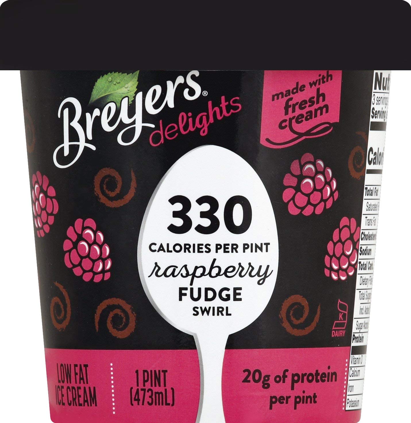 Breyers Delights Ice Cream,Raspberry Fudge Swirl 16 oz