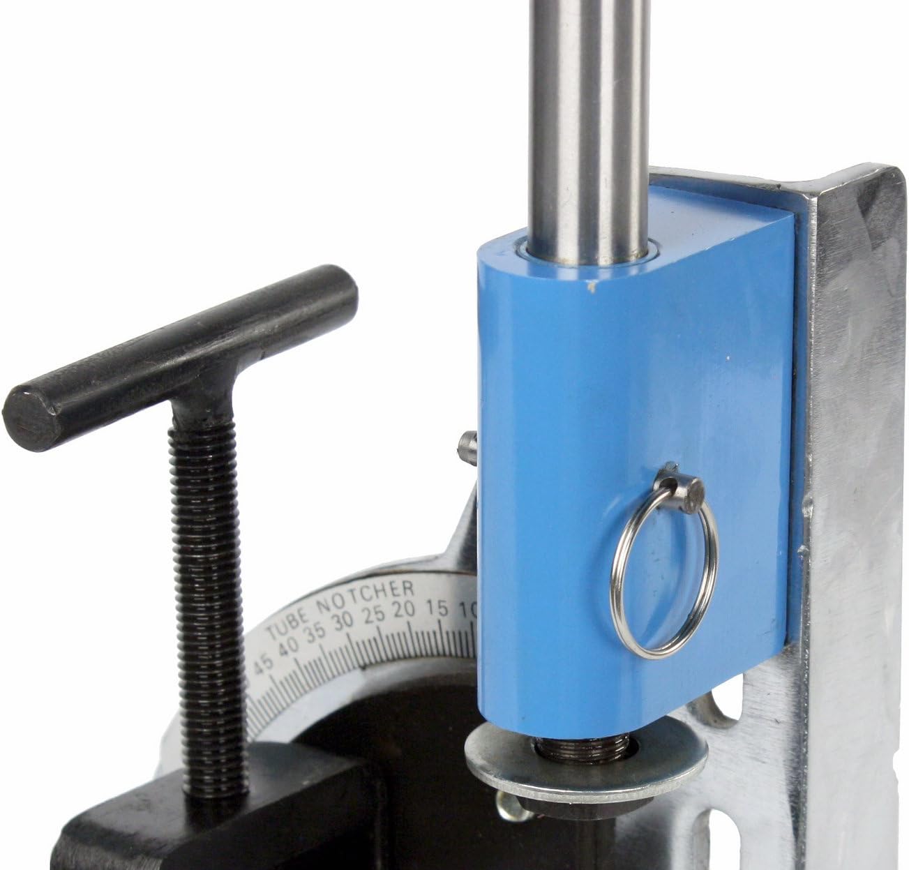 Erie Tools Tube and Pipe Notcher Tool – 2" Capacity, 0-60° Angle Cuts, Drill Press Mount, Compound Angle Adjustment for Steel and Aluminum Tubing