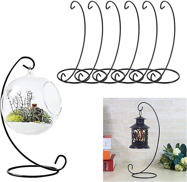 Set of 6 Christmas Ornament Display Stands Holder Hooks Hanging Lantern Candle Glass Bauble Sphere Tree Plant Light Candle Easter Egg Ball Wedding Decoration 9'