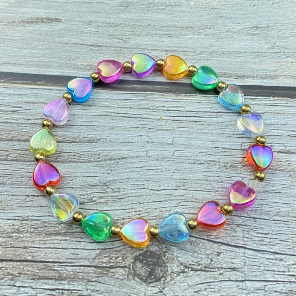 350 Pcs Heart Star Acrylic Beads - 9mm Heart, 11mm Star Shape Spacer Beads for Making Bracelets, Necklaces, Earrings, Key Chains & DIY Crafts (Deep Lake Blue AB) - Image 4