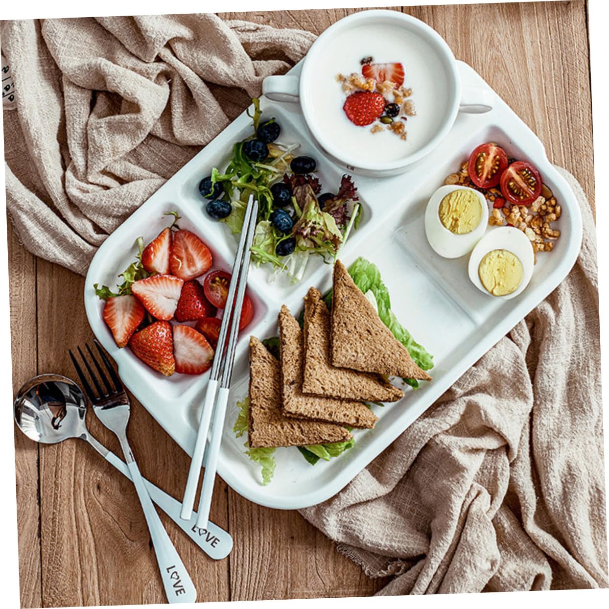 IMIKEYA Assiette Compartimentée Céramique Blanche pour Servir les Repas Maison Raviolis