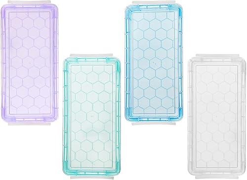 Miniatura 4 de Nicunom Paquete de 8 cajas de plástico para lápices, cajas de lápices de gran capacidad, estuche para lápices para niños, caja de lápices con tapa