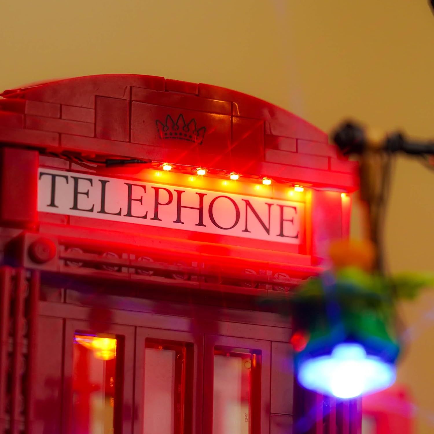VONADO LED Light Kit Compatible with Lego Red London Telephone Box 21347 Creative Lighting Set Accessories Compatible with Lego London 21347 Building Set (Lights Only, No Models)