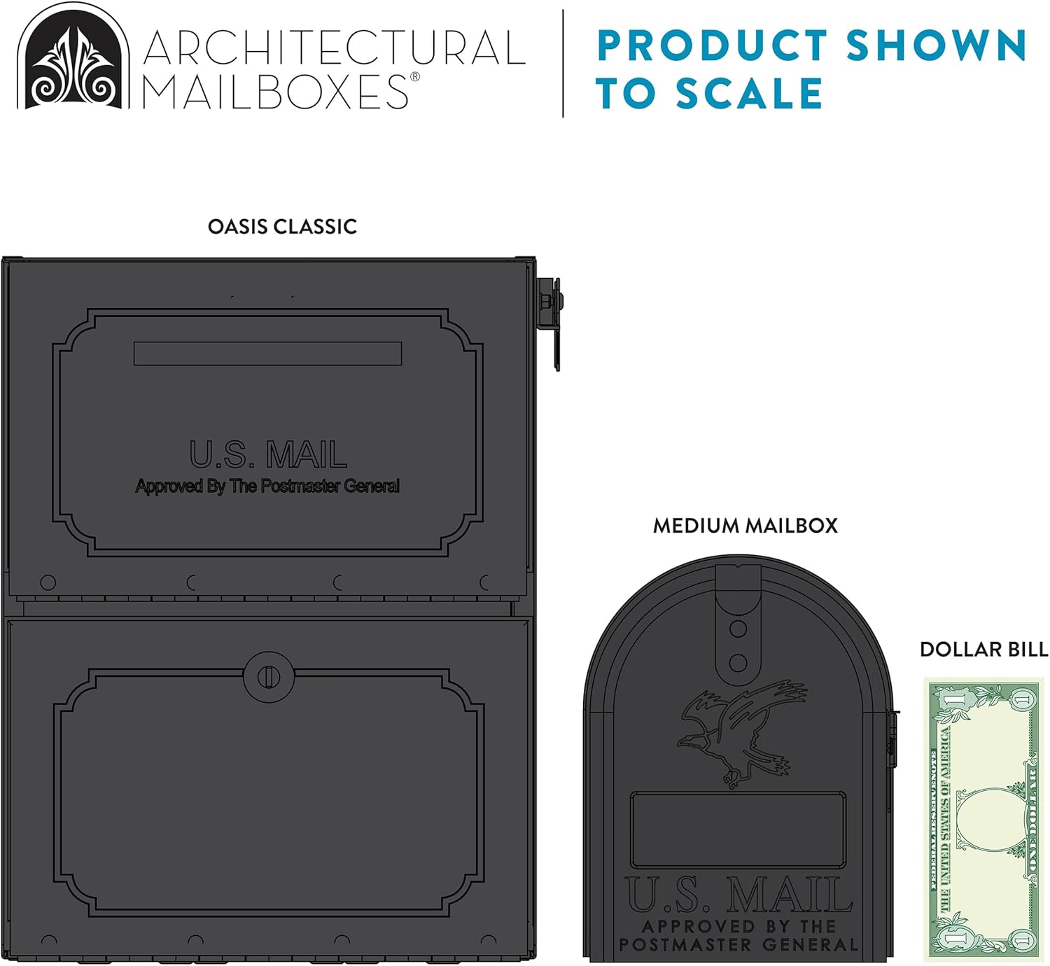 Architectural Mailboxes 6200Z-10 Oasis Classic Locking Post Mount Mailbox, 18"D x 11.5"W x 14"H ,Graphite Bronze