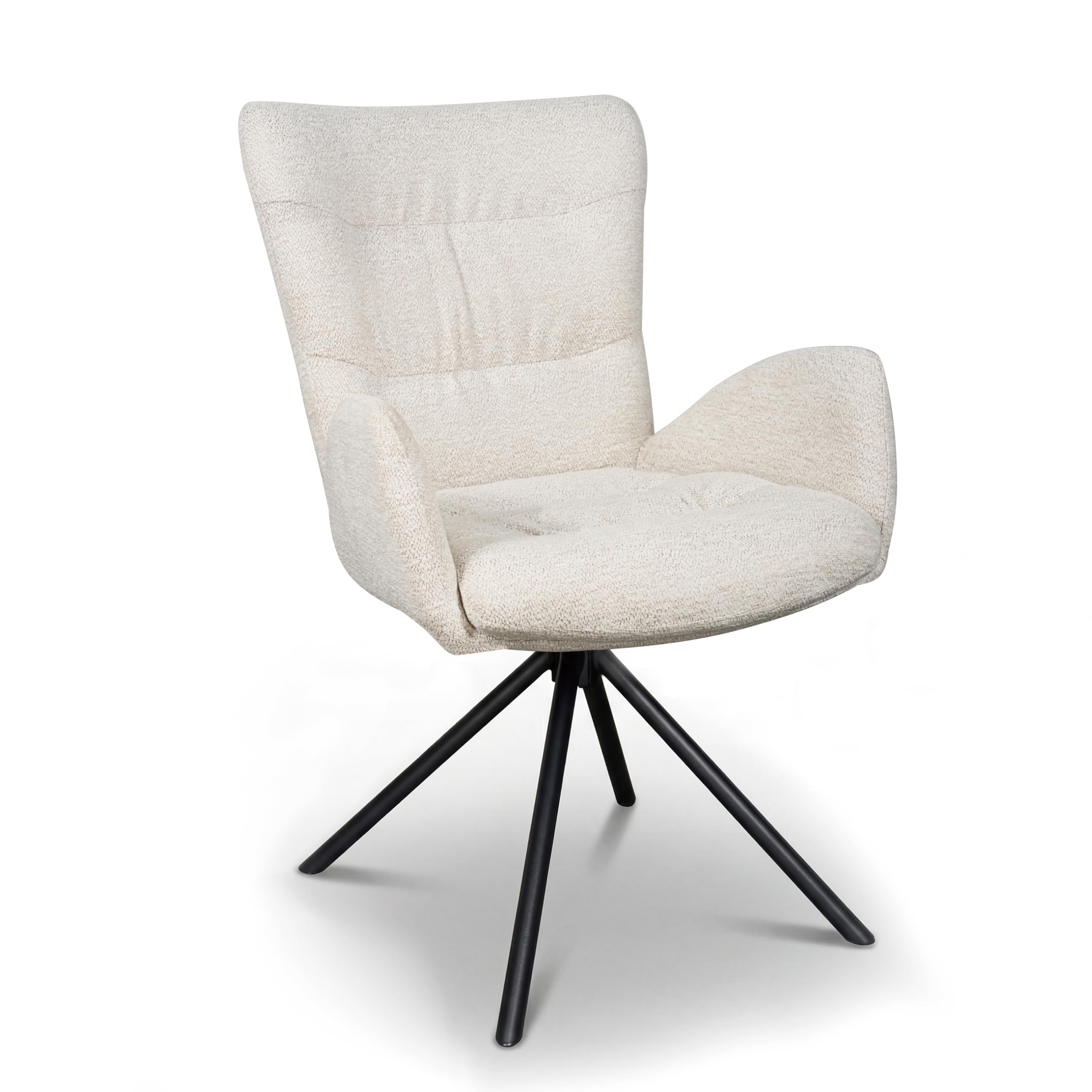 Modern Chenille Swivel Tub Chair with High Back Single Beige Armchair