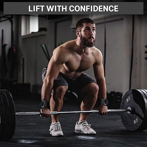 Miniatura 6 de WYOX Ganchos de levantamiento de pesas para hombres y mujeres (par) - Correas de soporte de muñeca resistentes con ganchos para peso muerto,