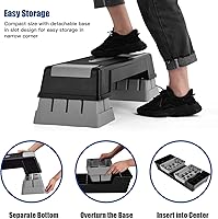 Vista 5 de Aerobic Step Platform for Exercise w/Risers, Workout Step Height Adjustable 5"-7"-9", Fitness Step 450lbs Capacity, Non-slip Exercise Step Deck for