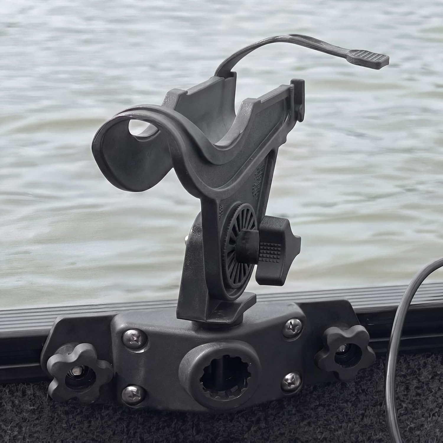 4 Pack Locking Side Deck Mounting Bracket Boat Fishing Rod Holder Mounting Bracket Kayak Fishing Rod Pole Holder Compatible with Post Mount Holders