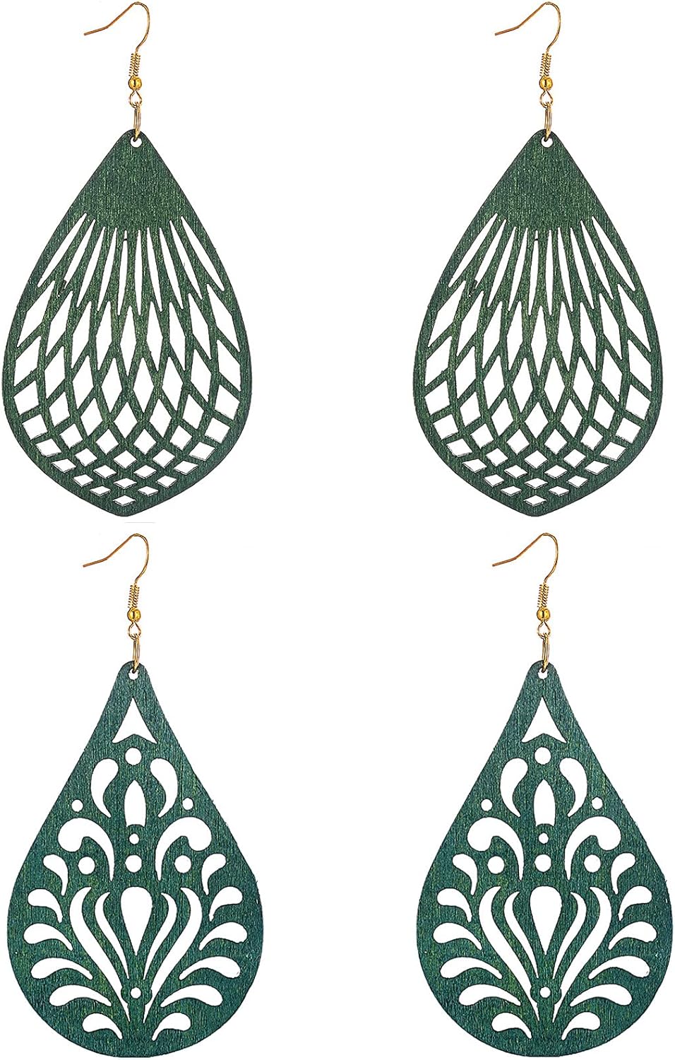 Wood Earrings for Women Natural Wooden Waterdrop Drop Dangle Earring