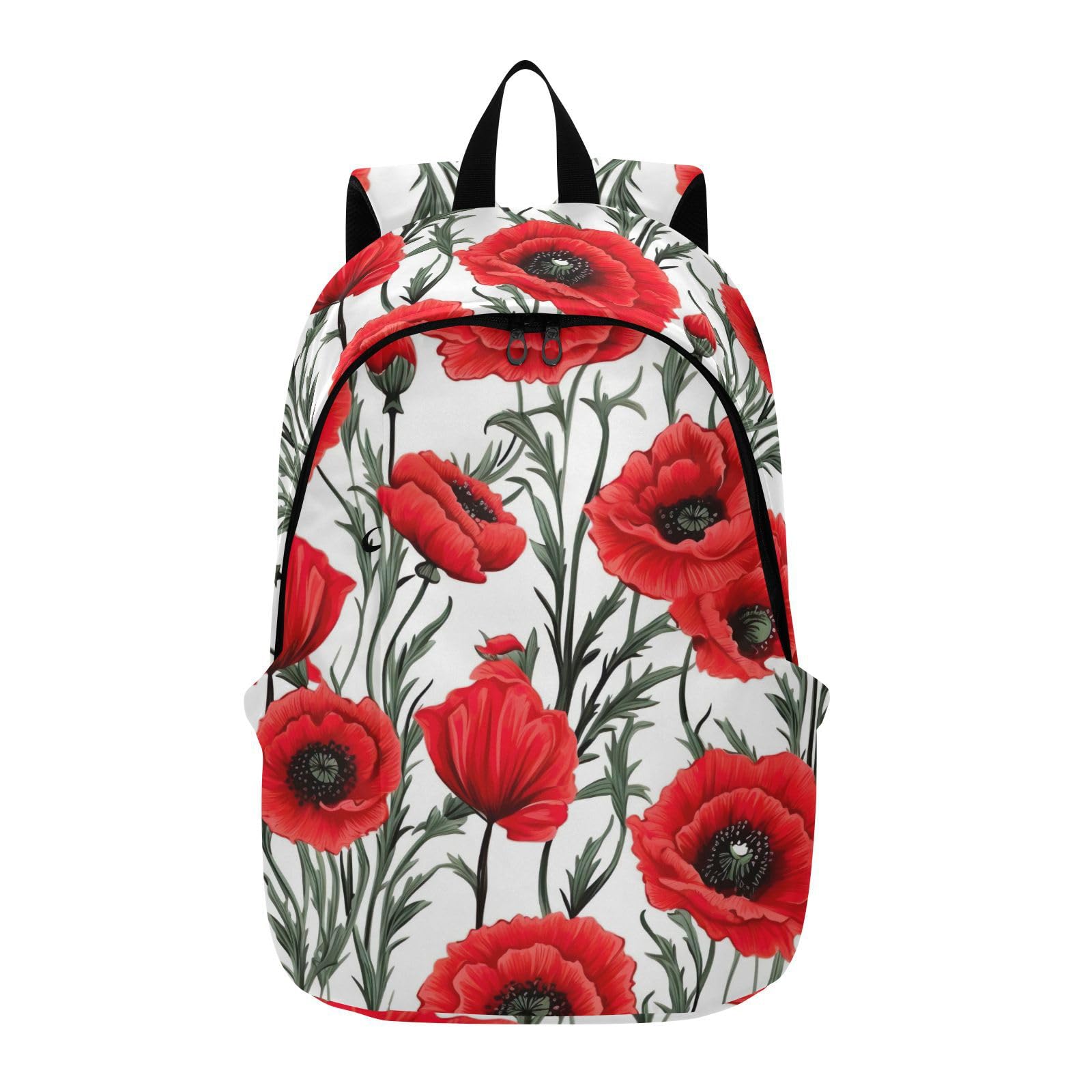 MCHIVER Travel Backpack Flowers Red Poppy Casual Daypack Backpacks Lightweight Carry on Bag Water Resistant Hiking Backpack for Men Women