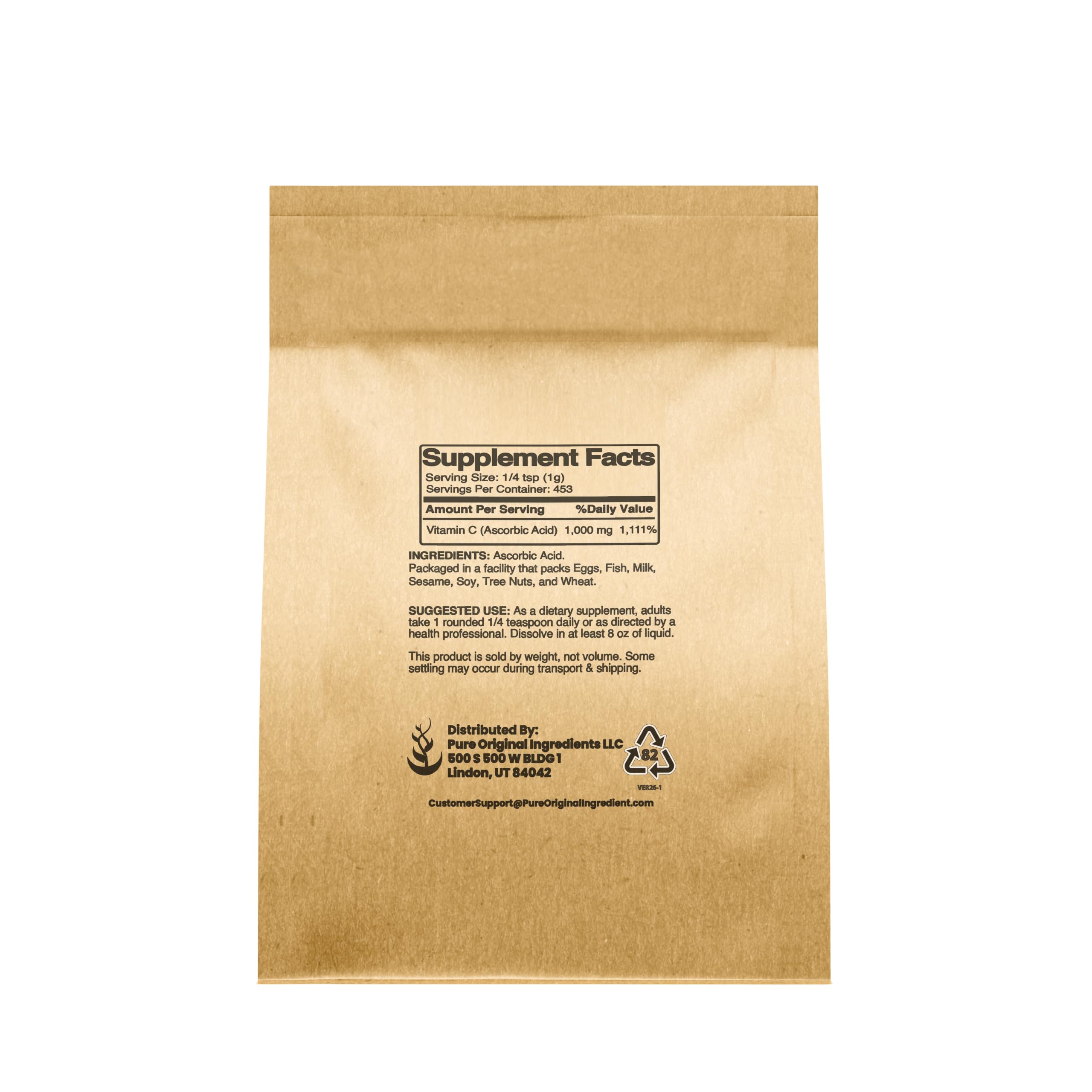 PURE ORIGINAL INGREDIENTS Vitamin C Powder (1 lb) Ascorbic Acid, Non GMO, Dietary Supplement — Amazon image 2