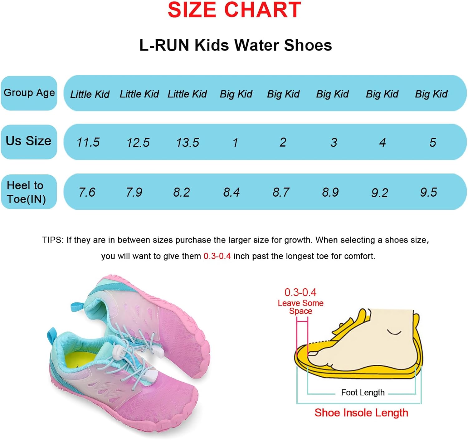 L-RUN Kids Water Shoes Quick Dry Boys Girls Barefoot Shoes for Beach Pool Sand Non-Slip Outdoor Athletic Walking Sneaker - Image 2