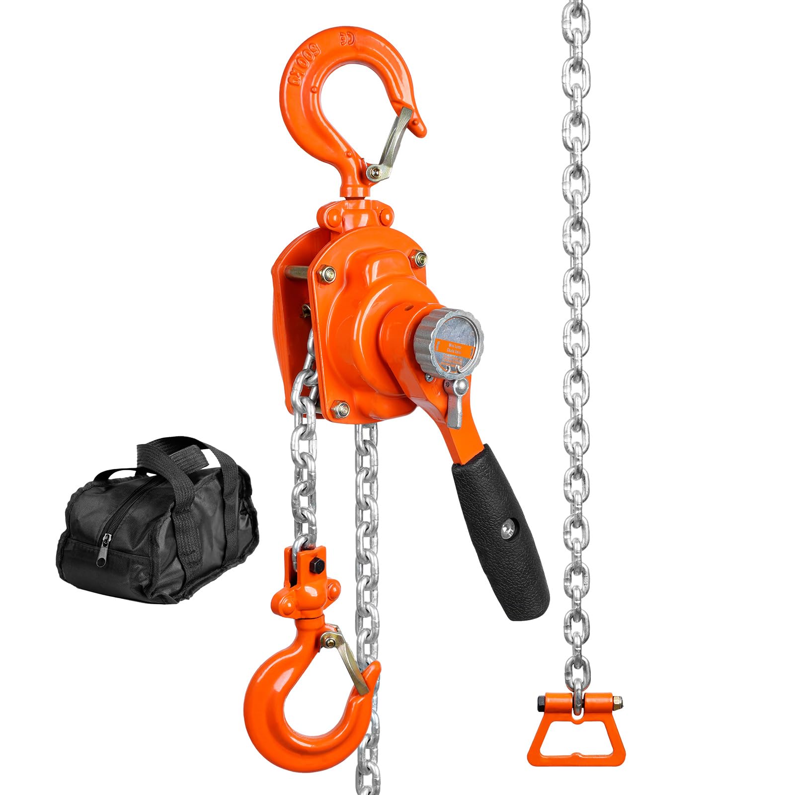Happybuy Manual Lever Chain Hoist, 1/2 Ton 1100 lbs Capacity, 10 FT Come Along, G80 Galvanized Carbon Steel with Weston Double-Pawl Brake, Auto Chain Leading & 360° Rotation Hook.