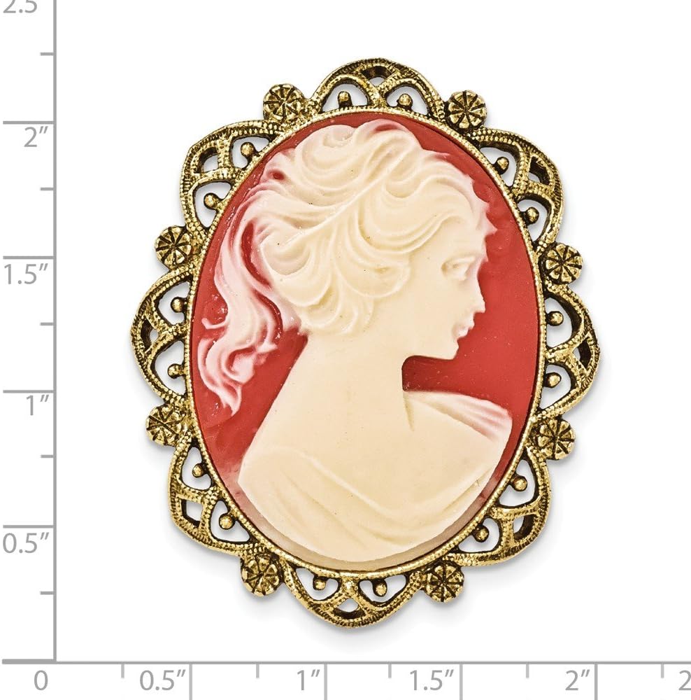 Gold-tone Acrylic Cameo Brooch
