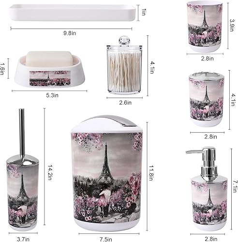 Miniatura 7 de Pink Paris - Juego de accesorios de baño con cortina de ducha