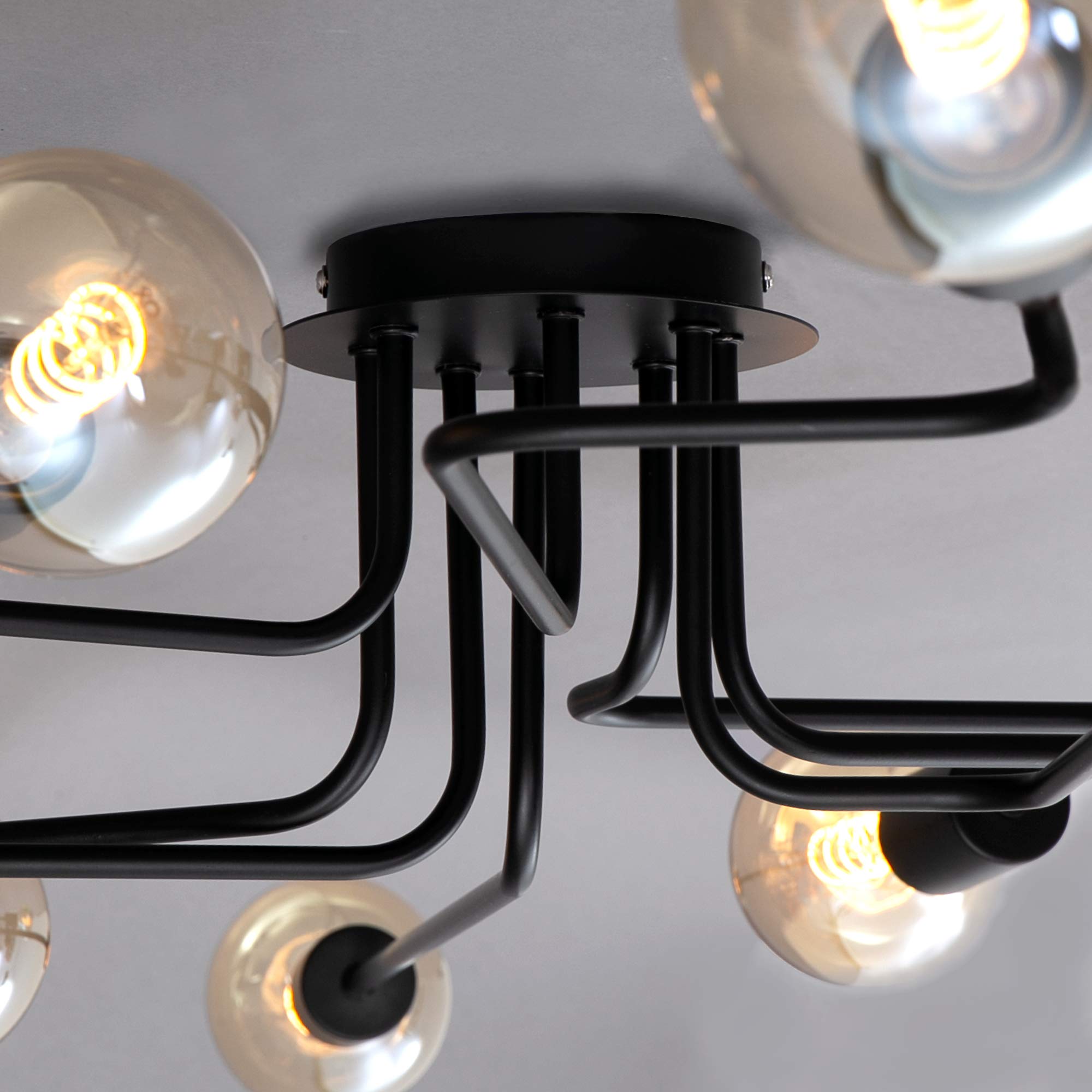 Briloner Leuchten Plafondlamp, 5-spots, 5 x E27, max. 60 watt, retro, vintage, zwart staal, zwart, 1.000x1.500mm (DxH