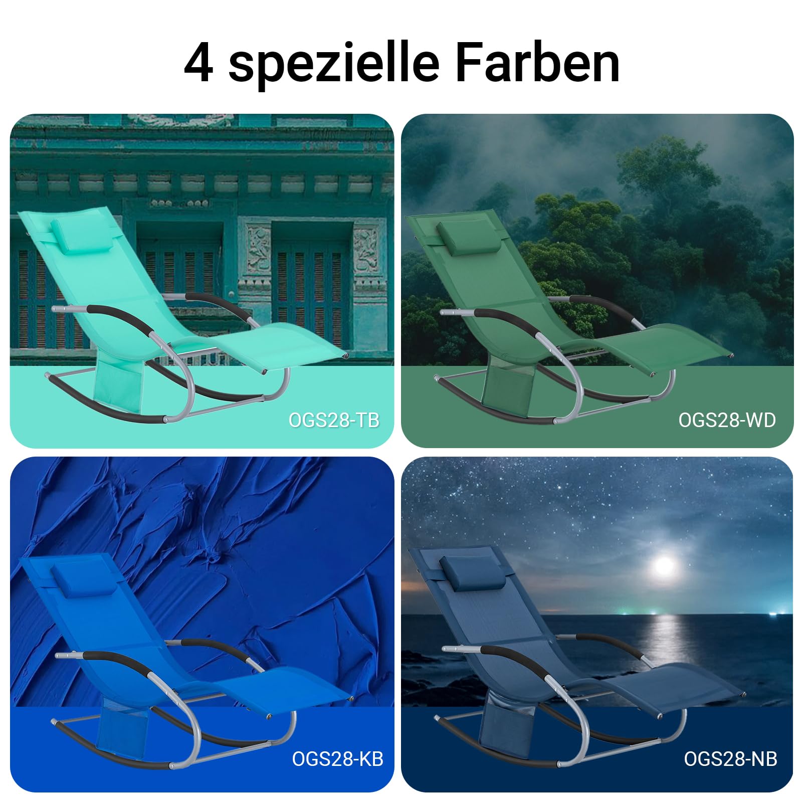 SoBuy Lot de 2 Chaises Longues Transat Pliable Jardin Fer – Bain de Soleil Ergonomique à Bascule Relax–Fauteuil Extérieur Confortable Plage pour Terrasse Balcon Camping, Vert Foncé, OGS28-WDx2