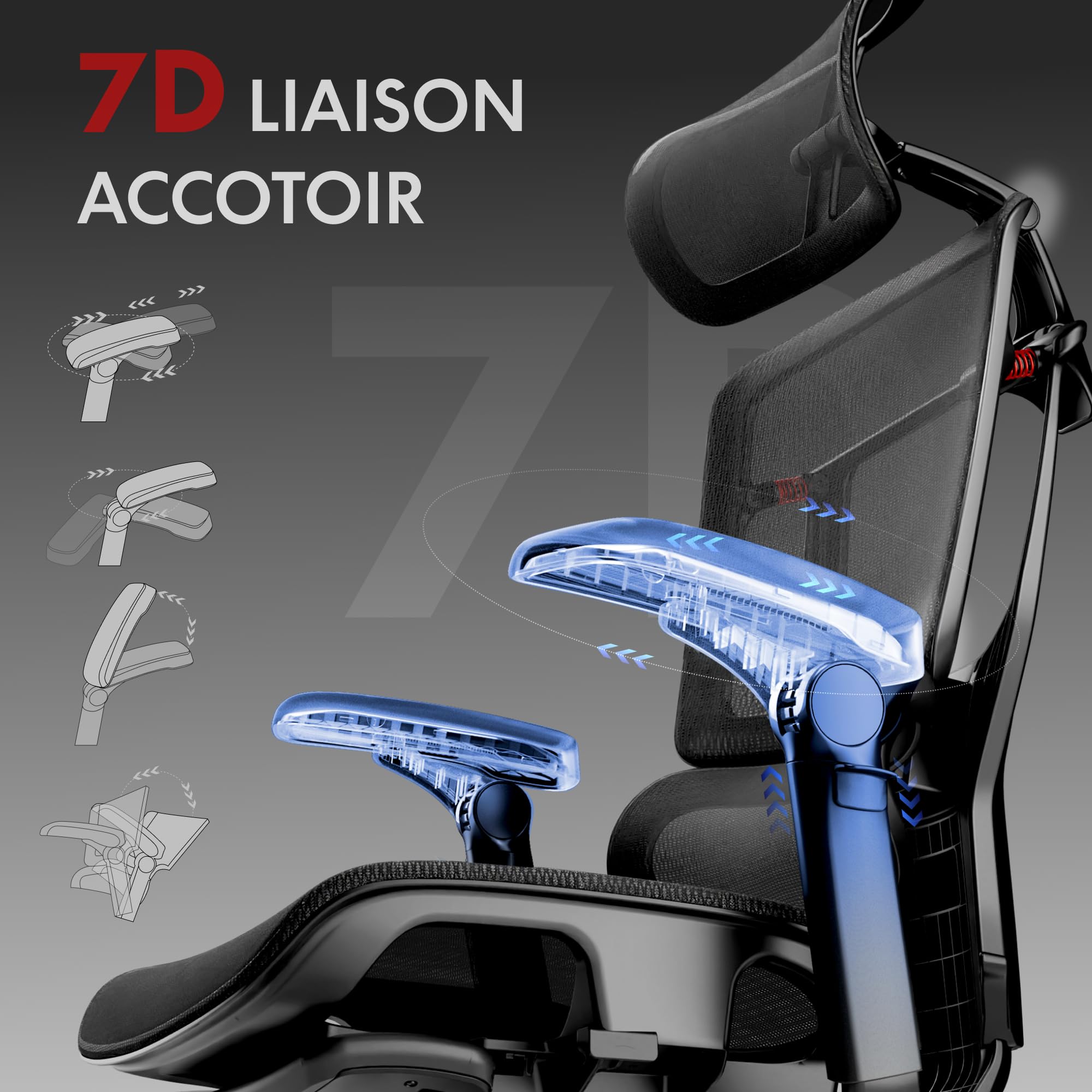FLEXISPOT ErgoX Pro Chaise Bureau avec Repose-Pieds, Charge 250kg