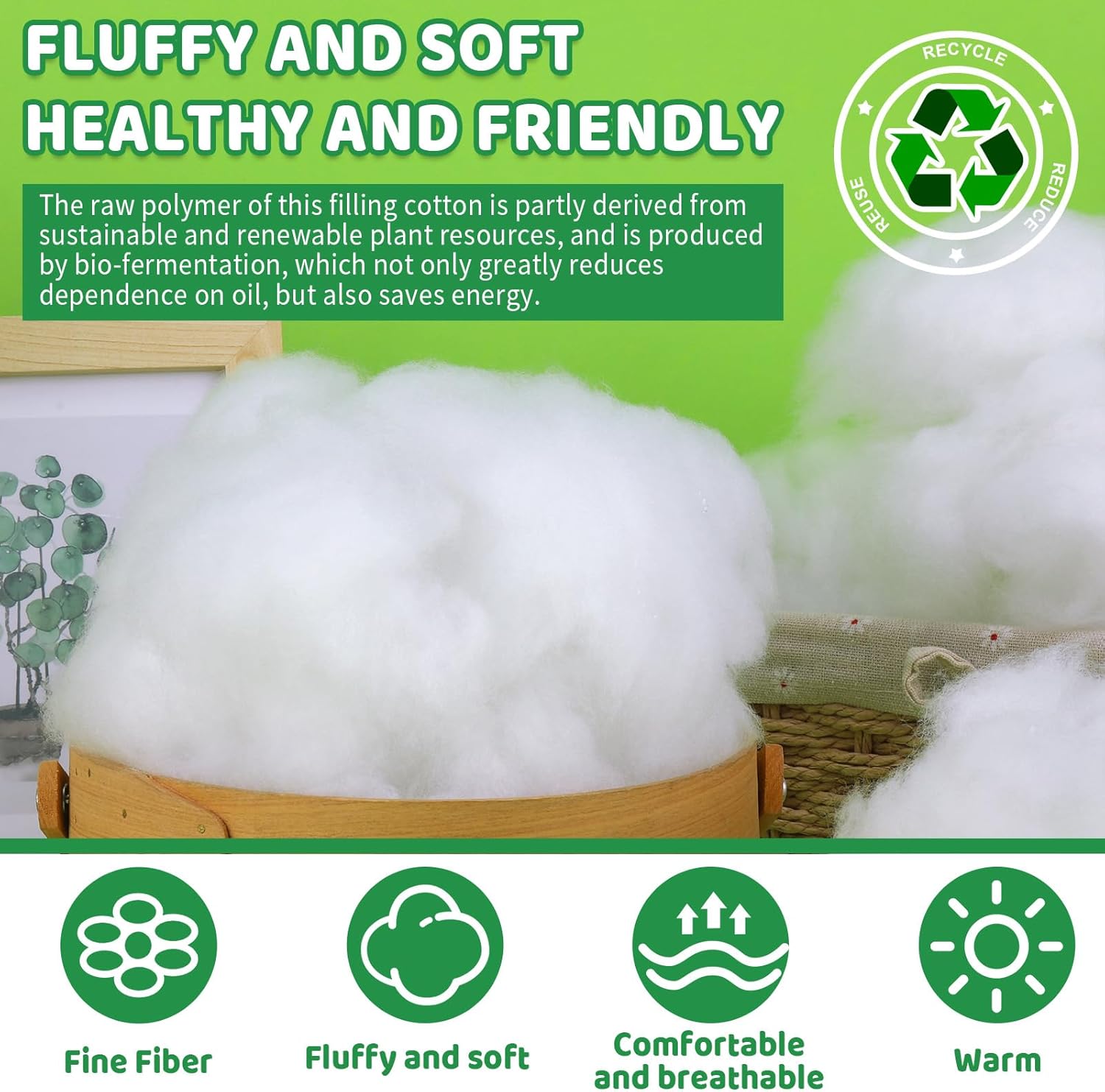 Polyfill Stuffing 4.4LB/2000G, Christmas Decorations Indoor, Artificial Snow White Clouds Cotton for Decoration, Fluffy Snow Blankets for Winter Mantle Village, Nativity