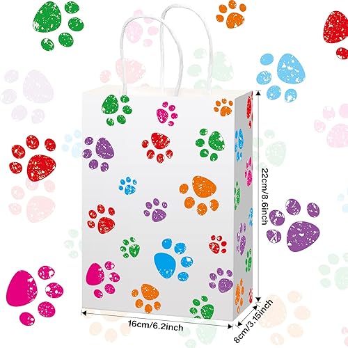 Miniatura 2 de Blulu 20 bolsas de regalo con estampado de pata de perro con asas de papel, bolsas de regalo para perro, bolsas de regalo de papel con estampado de
