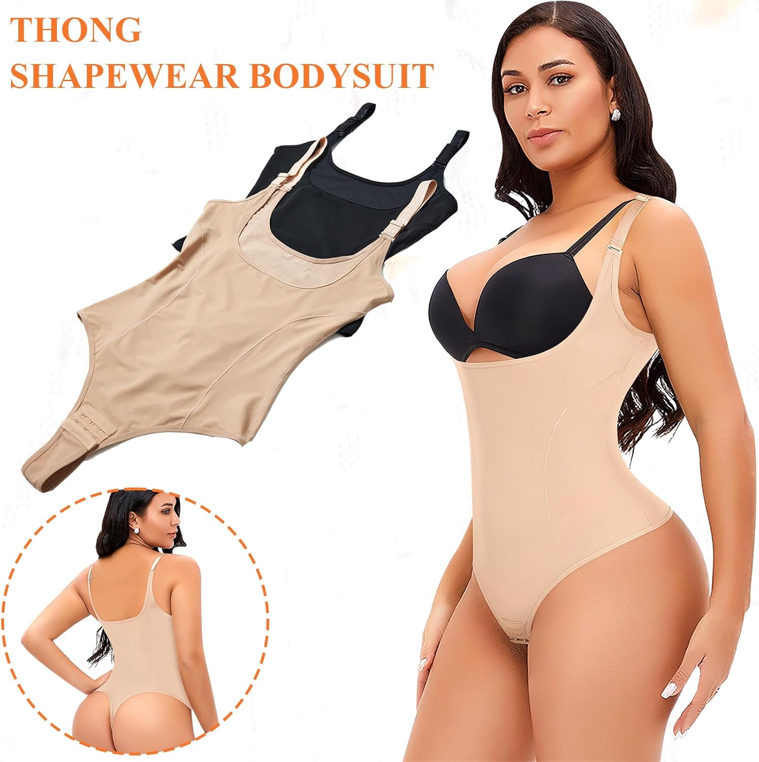 Werena Thong Shapewear Bodysuit for Women Tummy Control Open Bust Body Shaper Slimmer Shaping Thong - Image 2