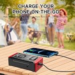 SEAMOUNT 2000A Jump Starter with Air Compressor, Portable 12V Car Battery Booster & Charger for 6.0L Gas & 3.0L Diesel, 150PSI Auto Shut-Off Tire Inflator, USB Power Bank, LED Light, Emergency Kit