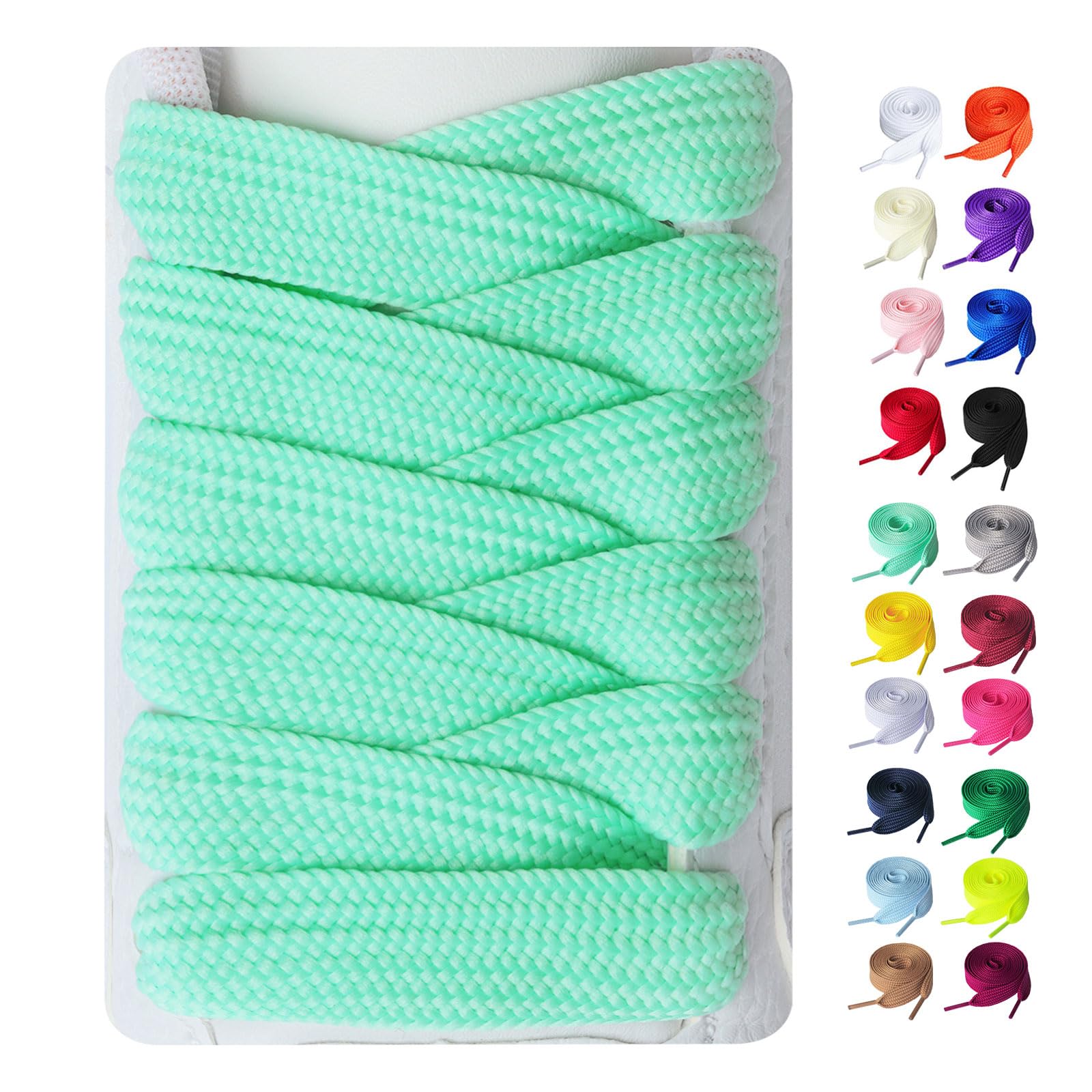 Booyckiy 2 Pairs Fat Sneakers Shoe Laces, 15mm Wide Athletic Shoelaces