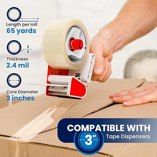 Miniatura 2 de 36 Rollos Actualizado Cinta de Embalaje Premium Transparente, 65 Yardas, 2.2 mil, Cinta de Embalaje Resistente para Envíos, Mudanzas, Sellado - Más