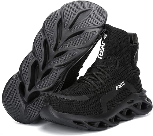 Miniatura 6 de XUNRUO Botas de seguridad de trabajo para hombres y mujeres, con puntera de acero, ligeras, transpirables, botas de construcción