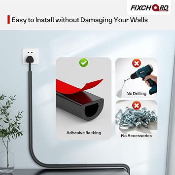 Mini Cable Trunking, Self-Adhesive Cable Cover, Cable Management Trunking, Hide Wires on Walls, Flame Retardant, Paintable, Cable Tidy for Home, Office, 15mm (W)x10mm (H)x3m Lengths – Black