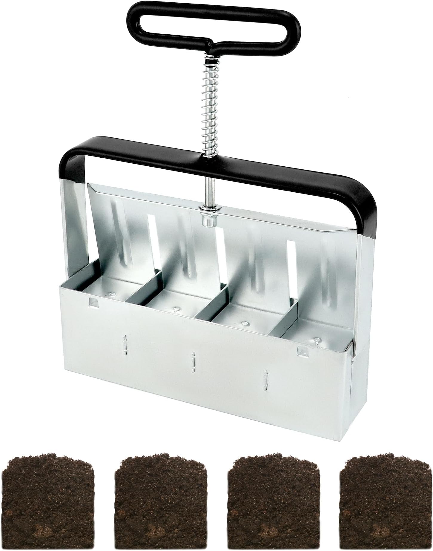 QWORK® Manual Soil Block Maker with Non-Slip Comfort Handle, Produce 2 Inch Clods, Great for Seedlings Cuttings Greenhouse