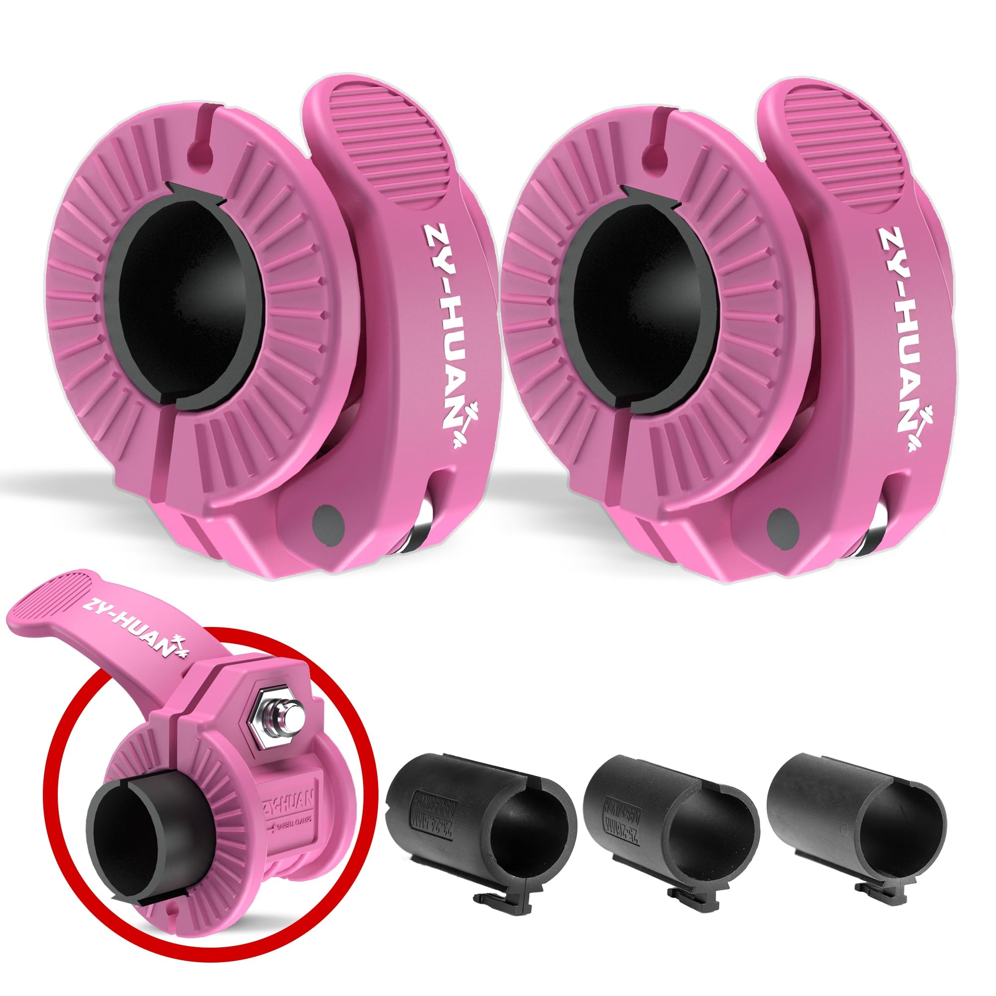 Pro - Clips de barra de 1 pulgada, abrazaderas de barra de 0.9 a 1.2 pulgadas, clips de peso de liberación rápida para barras, abrazaderas olímpicas ajustables de varios tamaños (rosa)