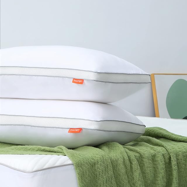 Sweetnight Pillow Pack of 2 Low Neck Pillow for Back, Stomach and Side Sleepers Anti Snore Ultra Soft Bed Pillow(2 Pack, 48 x 74 cm)