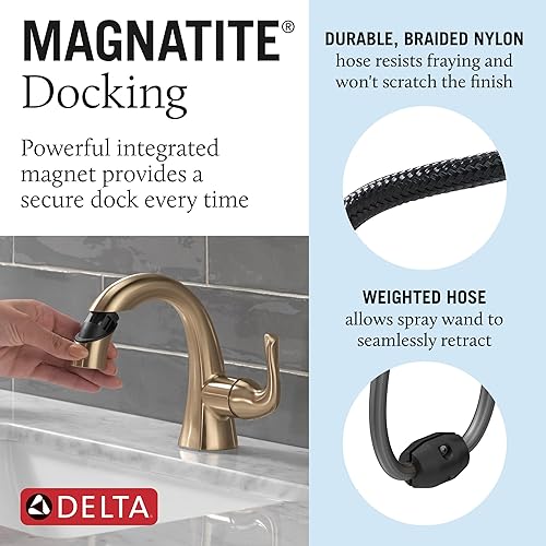 Miniatura 10 de Delta Faucet Arvo - Grifo de baño de un solo agujero, grifo de baño dorado, grifo de baño de una sola manija, grifo de fregadero de baño, conjunto
