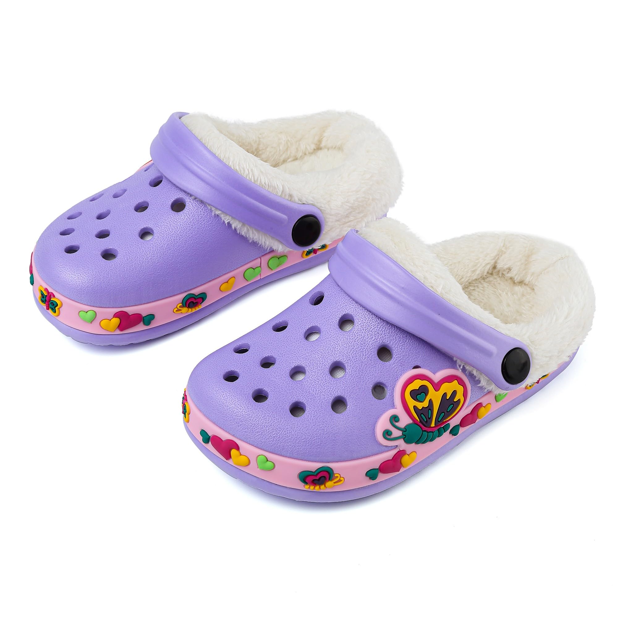 Toddler Lined Clog Slippers Winter Garden Sandals Kids House Shoes Warm Slip On Sneakers Cartoon Slides for Boys and Girls Children Indoor Outdoor
