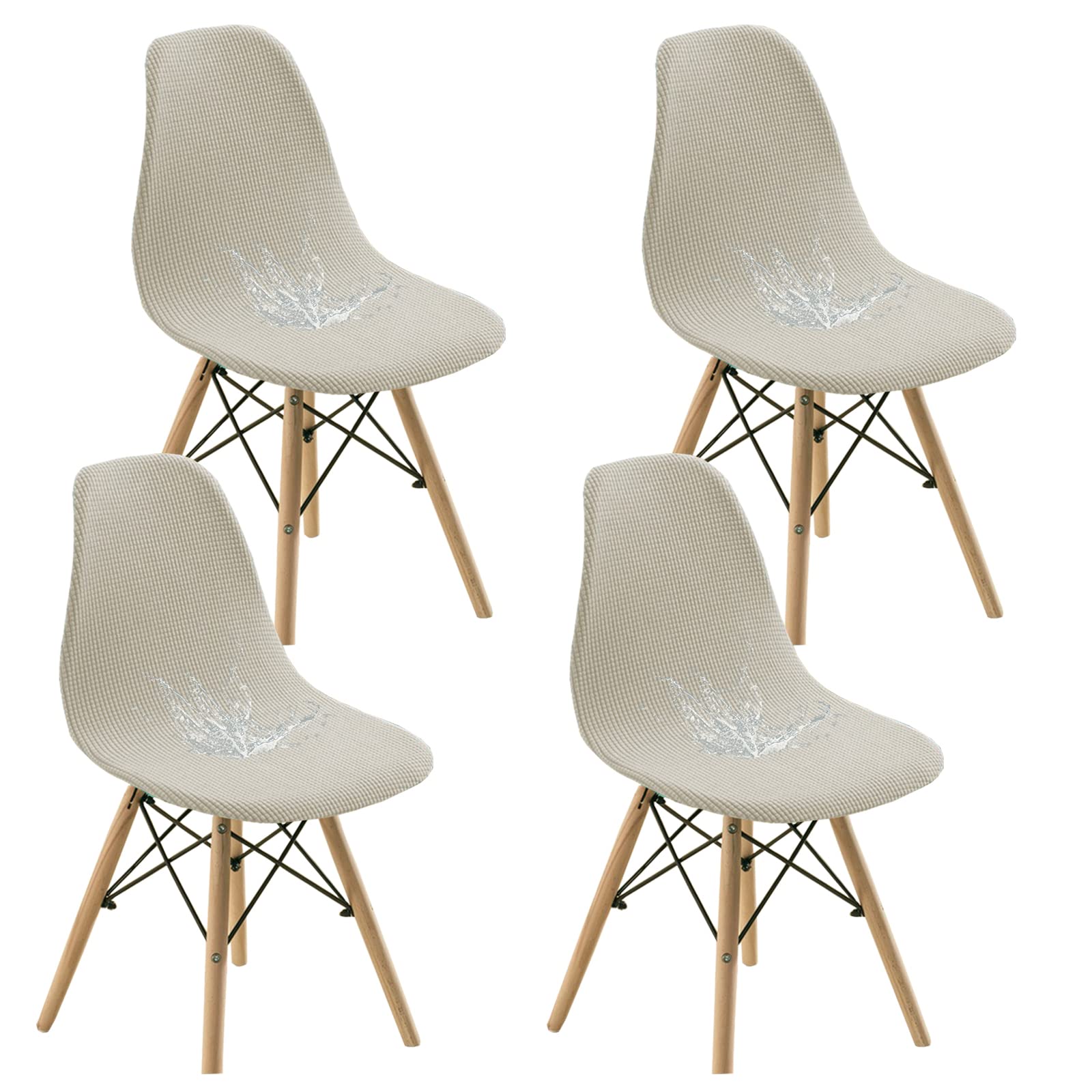 Bestenrose Waterproof Shell Dining Chair Cover Jacquard Elastic Armless Chair Cover Kitchen Banquet Detachable Washable Seat Cover (set of 4