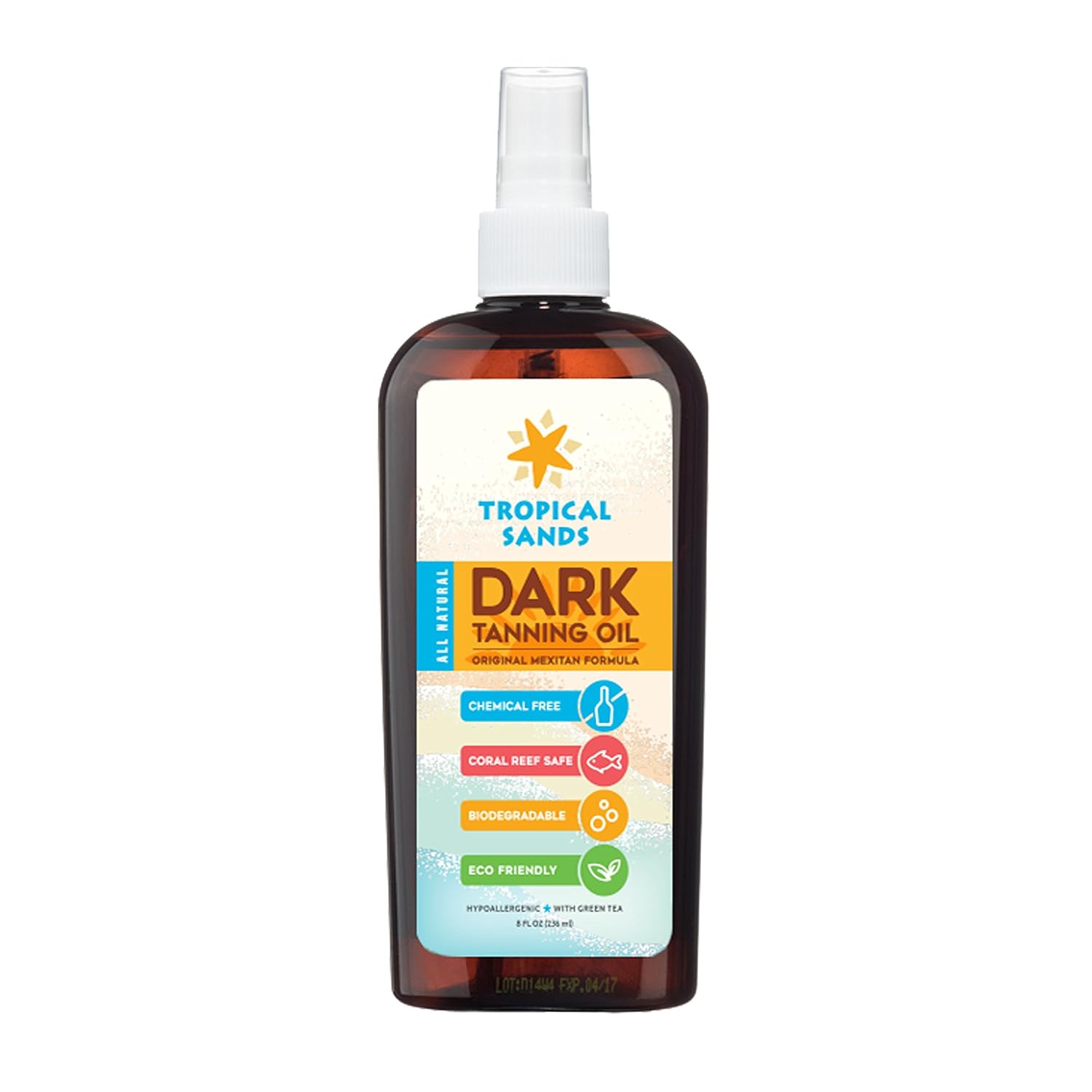 All Natural Dark Tanning Oil by Tropical Sands, Biodegradable, Waterproof and Reef Safe!, 8 fl oz